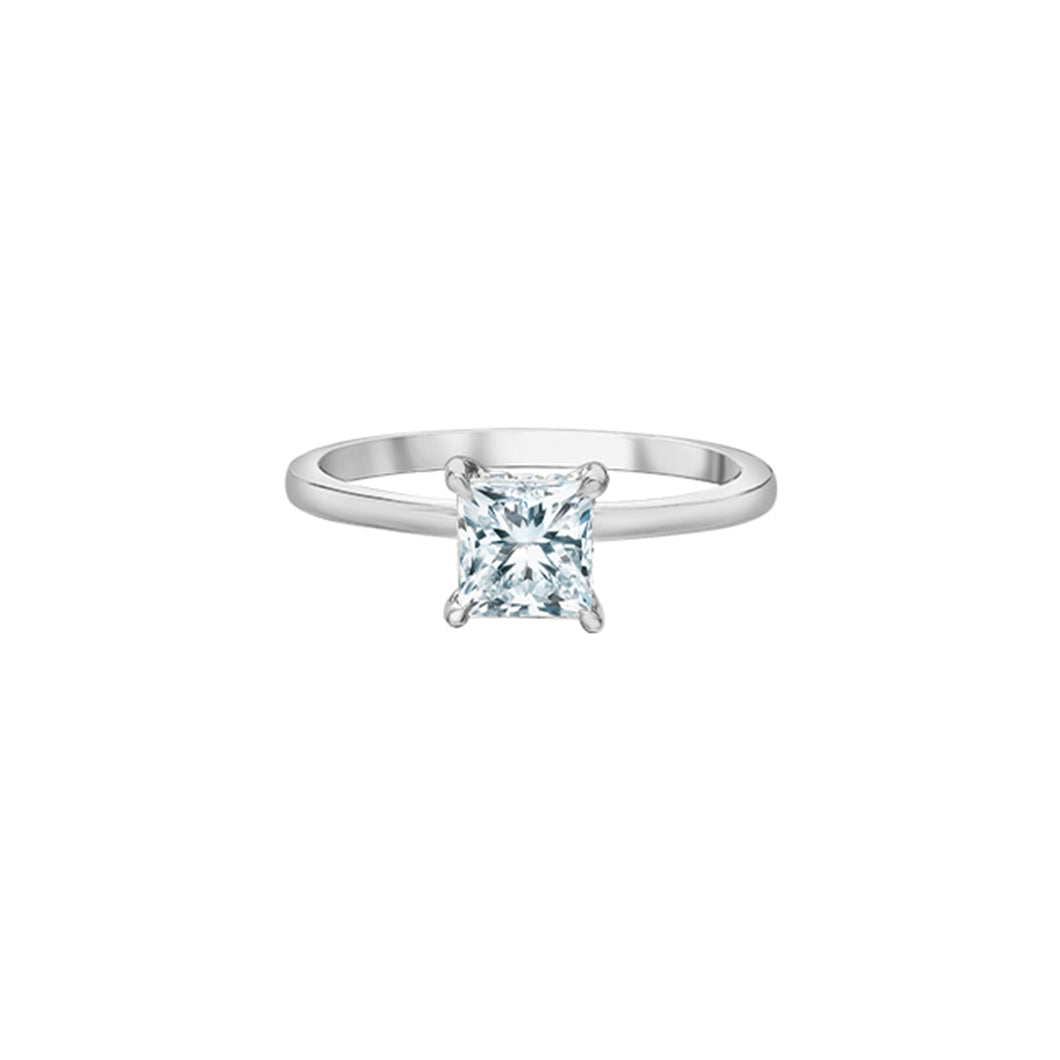 10193WG/105 14KT White Gold 1.05CT TW Princess Diamond Ring With Hidden Halo