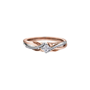 AM377RW25 10KT Rose & White Gold .25CT TW Princess Canadian Diamond Ring