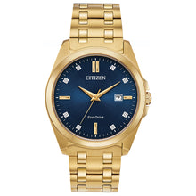 Load image into Gallery viewer, 410221 CITIZEN® Peyten Eco-Drive Gold Tone Stainless-Steel Watch With Blue Face, 8 Diamonds & Date