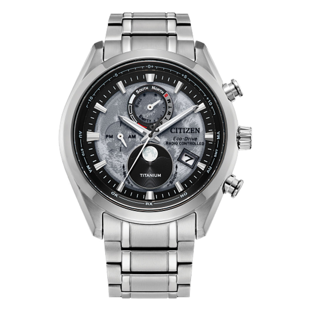 401953 CITIZEN® Eco-Drive Titanium Watch with Moon Phase, World Time & Day/Date