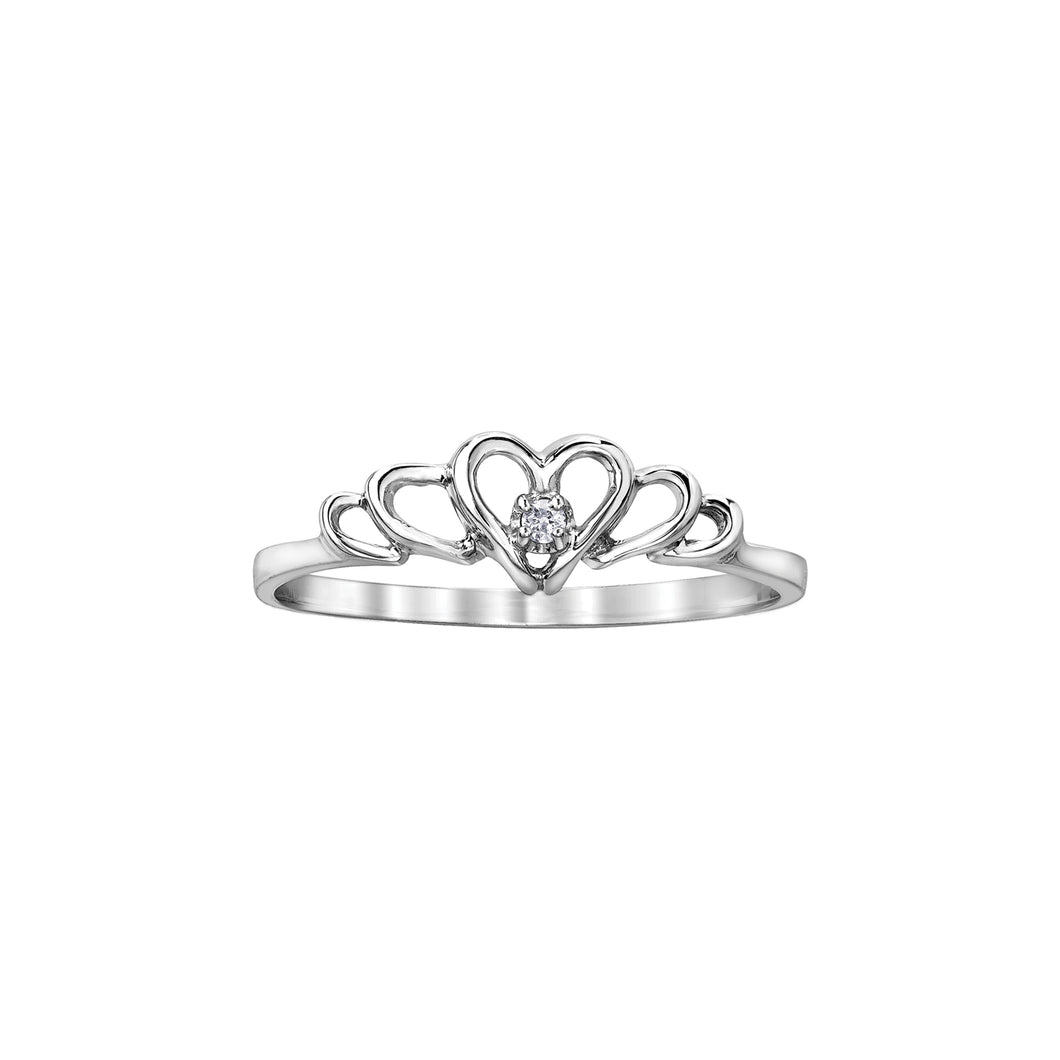 030106 10KT White Gold .01CT TW Diamond Heart Ring