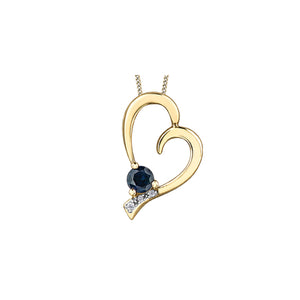 170183 10K Yellow Gold Blue Sapphire & .01CT TW Diamond Heart Pendant