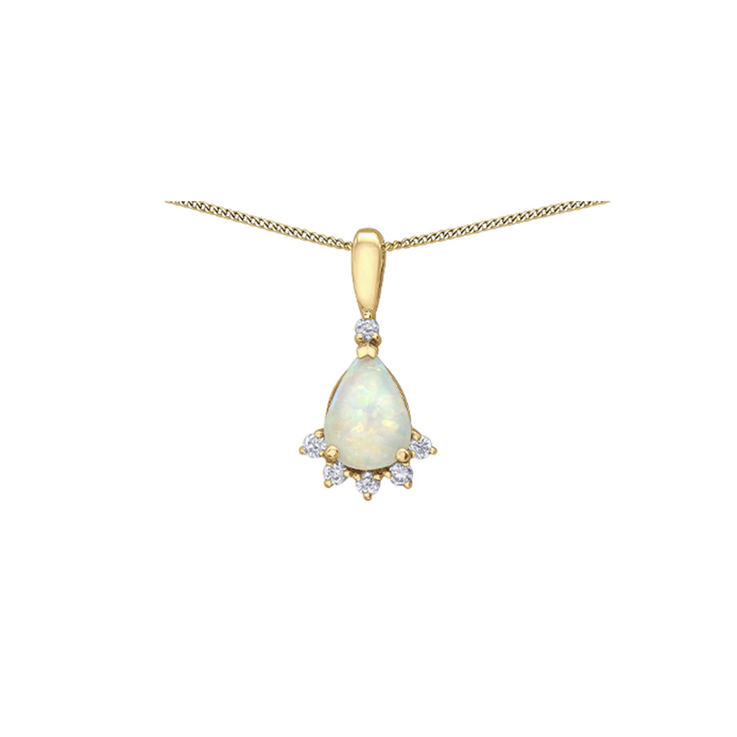 170171 OUT OF STOCK, PLEASE ALLOW 3-4 WEEKS FOR DELIVERY 10KT Yellow Gold Opal & 0.06CT TW Diamond Birthstone Pendant