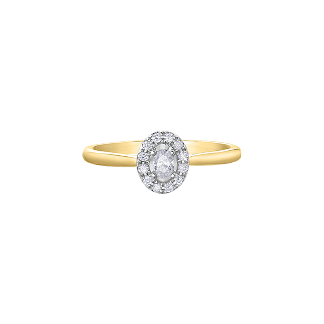 030445 10KT Yellow & White Gold .20CT TW Oval Center Diamond Ring