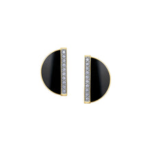 Load image into Gallery viewer, 180185 10KT Yellow Gold Onyx & 0.10CT TW Diamond Earrings
