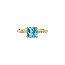Load image into Gallery viewer, 060242 OUT OF STOCK, PLEASE ALLOW 3-4 WEEKS FOR DELIVERY 10KT Yellow Gold Blue Topaz & Diamond Ring