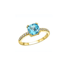Load image into Gallery viewer, 060242 OUT OF STOCK, PLEASE ALLOW 3-4 WEEKS FOR DELIVERY 10KT Yellow Gold Blue Topaz & Diamond Ring