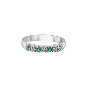 060187 10KT White Gold Emerald & .02CT TW Diamond Ring