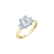 Load image into Gallery viewer, LD159 14KT Yellow & White Gold 2.55CT TW LAB CREATED EMERALD CUT DIAMOND Ring
