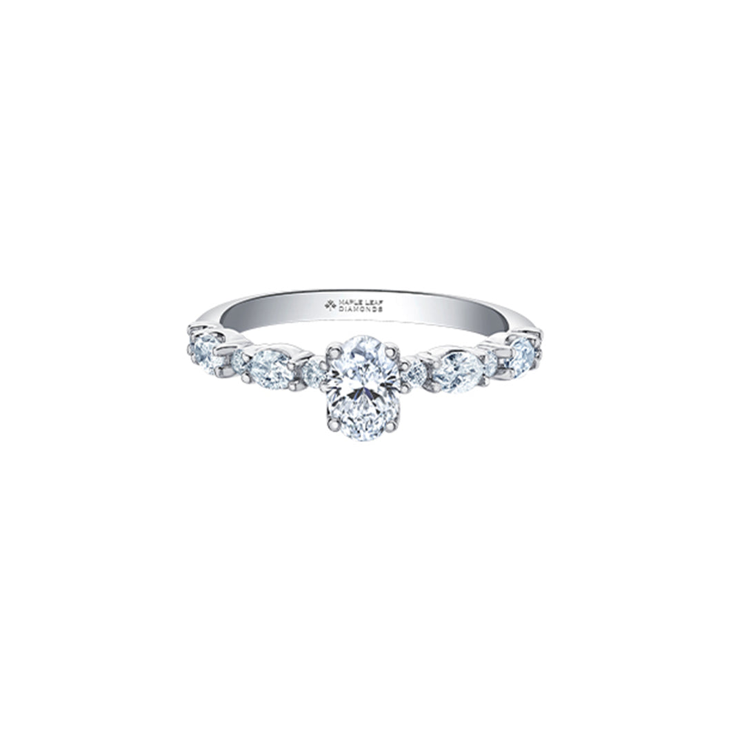 ML944W98 OUT OF STOCK, PLEASE ALLOW 3-4 WEEKS FOR DELIVERY 18KPD White Gold 1.00CT TW Oval Diamond Ring