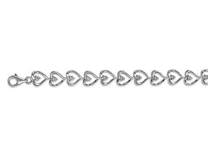 310186 Sterling Silver & 0.09CT TW Diamond 7.5" Heart Bracelet