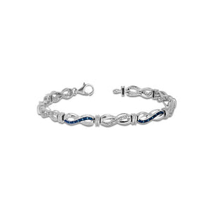 310188 Sterling Silver & 0.23CT TW Blue & White Diamond 7.75" Infinity Bracelet