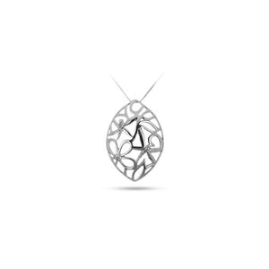 304693 Sterling Silver & 0.02CT TW Diamond Floral Leaf Shaped Pendant
