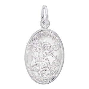 550057 Sterling Silver Oval St Michael Charm