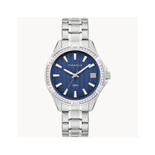 Load image into Gallery viewer, 380150 CARAVELLE Aqualuxx Stainless Steel, Blue Wave Dial with 42 Crystals Watch
