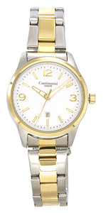 390065 Continental Geneve Two Tone Watch with Date, White Dial