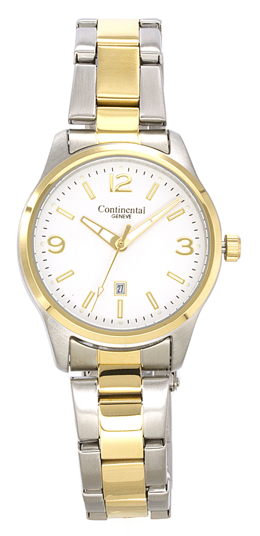 390065 Continental Geneve Two Tone Watch with Date, White Dial