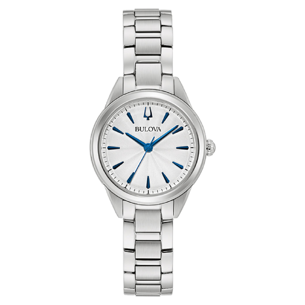380015 BULOVA Silver Tone Stainless Steel with Blue Hands and Markers