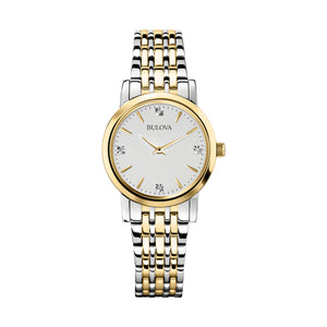 380048 BULOVA 2 Toned Stainless Steel with Diamonds in Dial Watch