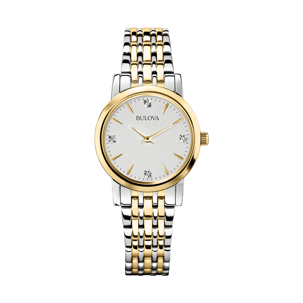 380048 BULOVA 2 Toned Stainless Steel with Diamonds in Dial Watch