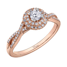 Load image into Gallery viewer, AM415R43 OUT OF STOCK PLEASE ALLOW 3-4 WEEKS FOR DELIVERY 10K Rose Gold .43CT TW Canadian Diamond Double Halo Ring