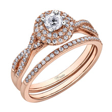Load image into Gallery viewer, AM415R43 OUT OF STOCK PLEASE ALLOW 3-4 WEEKS FOR DELIVERY 10K Rose Gold .43CT TW Canadian Diamond Double Halo Ring