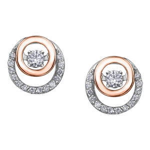 AM495WR20 OUT OF STOCK PLEASE ALLOW 3-4 WEEKS FOR DELIVERY 10KT Rose & White Gold .20CT TW Canadian Dancing Diamond Stud Earrings