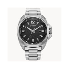 Load image into Gallery viewer, 410108 CITIZEN® Eco-Drive Stainless-Steel Watch With Black Dial, Luminous Hands &amp; Date
