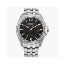 Load image into Gallery viewer, 410109 CITIZEN® Eco-Drive Stainless-Steel Watch With Black Dial, Luminous Hands &amp; Date

