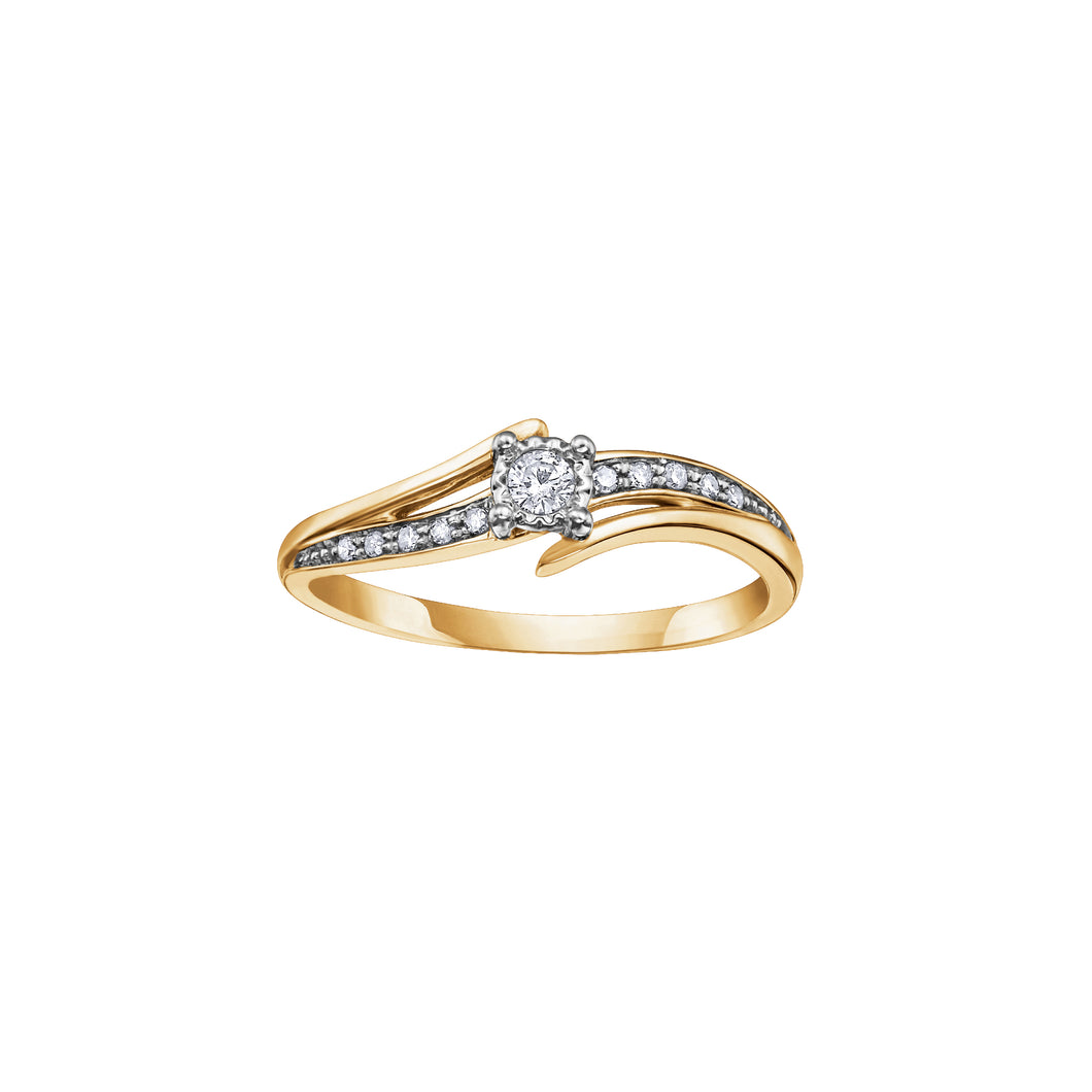 030026 OUT OF STOCK PLEASE ALLOW 3-4 WEEKS FOR DELIVERY 10KT Yellow & White Gold .10CT TW Diamond Ring