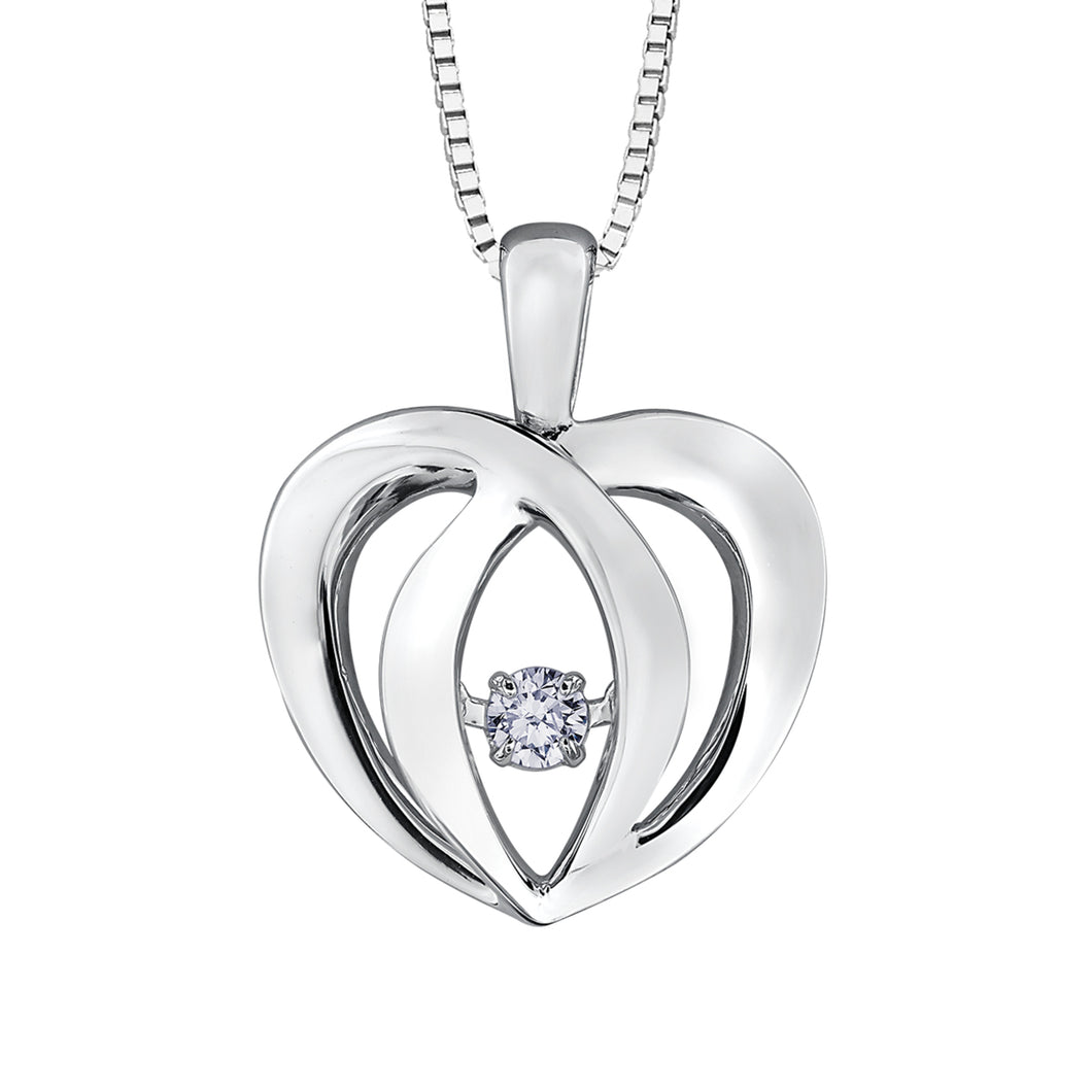302833 Sterling Silver .05CT TW Dancing Diamond Heart Pendant
