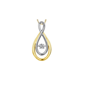 141049 10KT Yellow & White Gold .10CT TW Dancing Diamond Pendant
