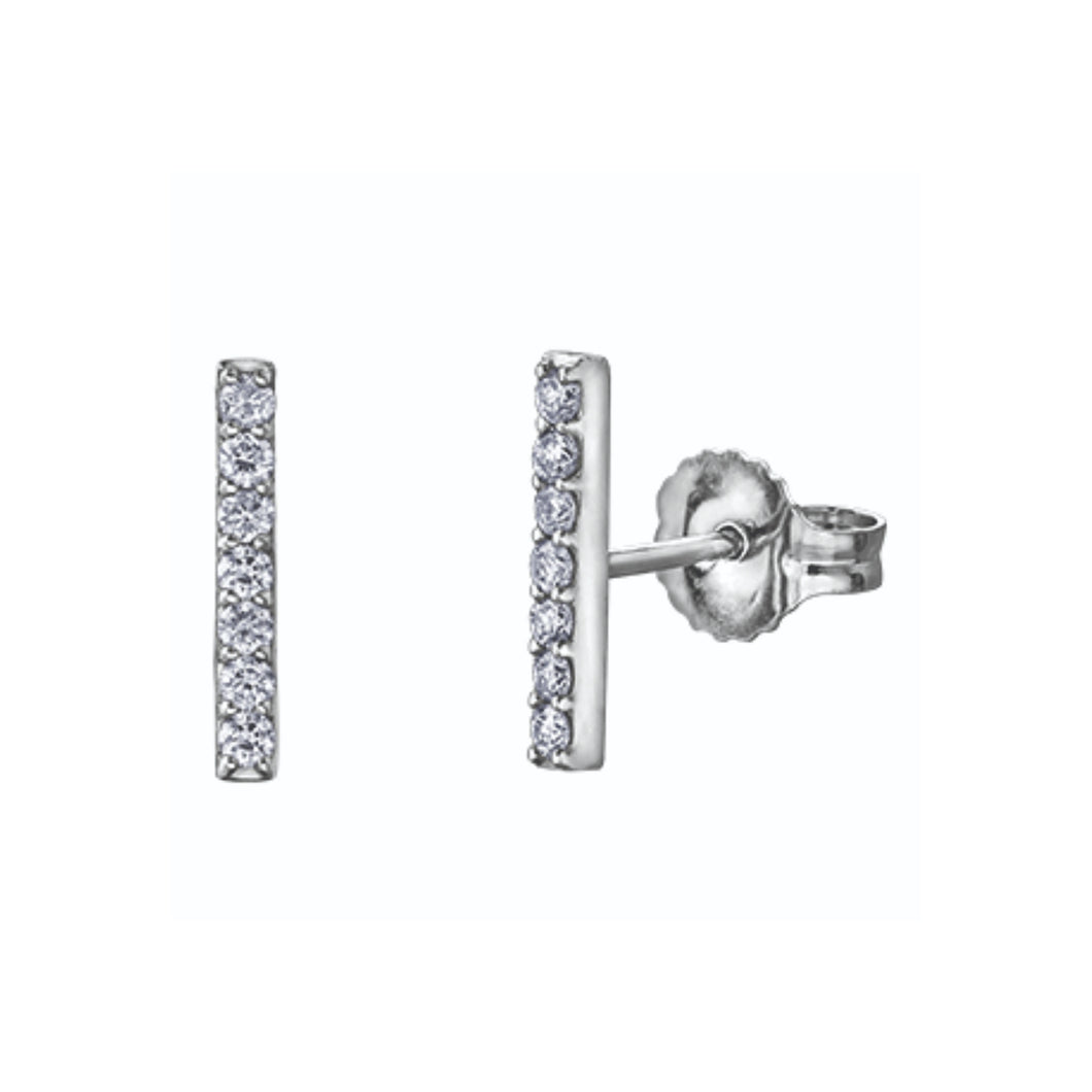 151068 10K White Gold and .07CT TW Diamond Bar Stud Earrings