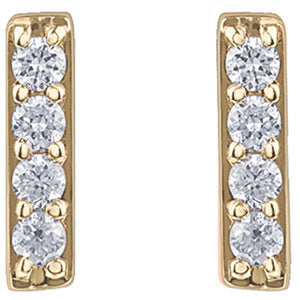 151060  10KT Yellow Gold .07CT TW Diamond Bar Stud Earrings