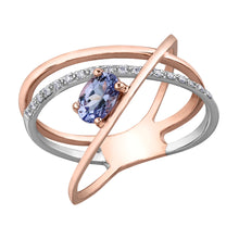 Load image into Gallery viewer, 060082 10KT Rose & White Gold Tanzanite & .06CT TW Diamond Ring