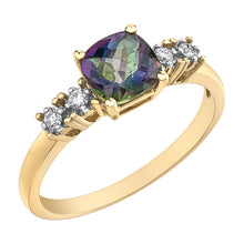 Load image into Gallery viewer, 060018 10KT Yellow Gold Mystic Topaz & .08CT TW Diamond Ring