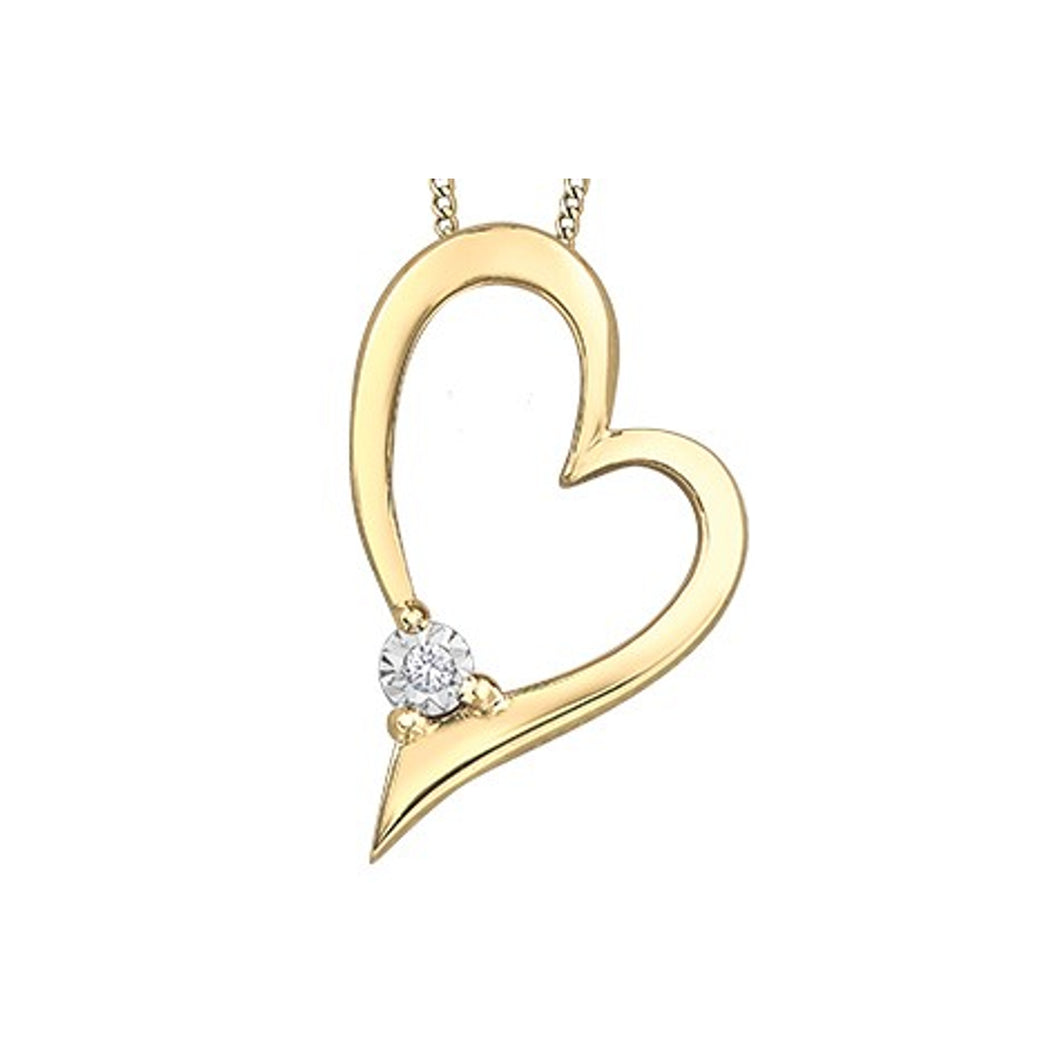 141537 10KT Yellow & White Gold 0.01CT TW Diamond Heart Pendant
