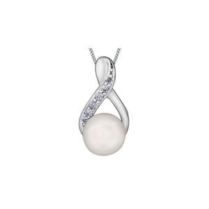 341257 10K White Gold Pearl & Diamond Pendant