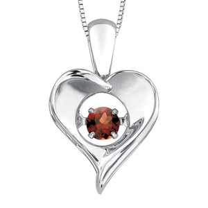 303015 OUT OF STOCK PLEASE ALLOW 3-4 WEEKS FOR DELIVERY Sterling Silver Dancing Garnet Heart Necklace
