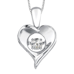 303021 Sterling Silver Dancing White Topaz Heart Necklace