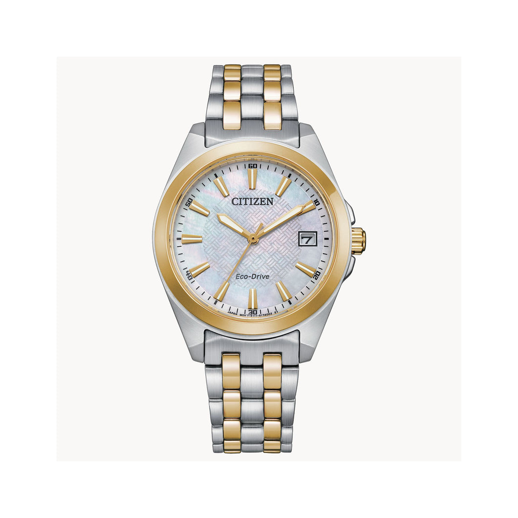 380153 CITIZEN® Eco-Drive Two-Tone Stainless-Steel Watch With Mother Of Pearl Dial & Date