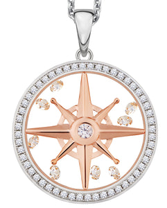 331021 ASTRA Sterling Silver 20MM Compass Star Pendant