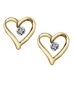 151004 10K Yellow Gold 0.015CT TW Diamond Heart Stud Earrings