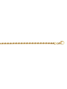 250023 7" 1.5 mm wide 10K Yellow Gold Solid Diamond Cut Rope Bracelet