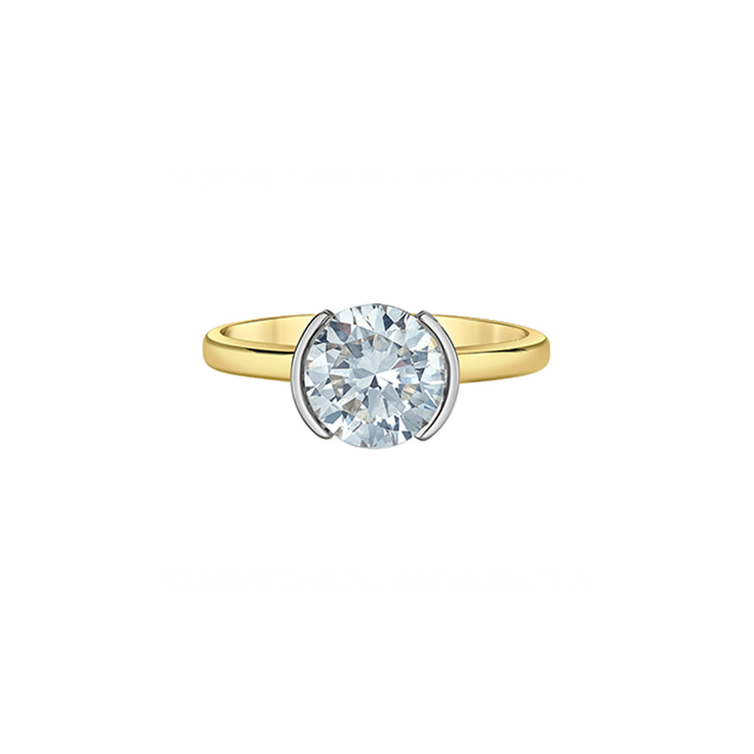 10291YW208 14KT Yellow Gold 2.15CT TW 1/2 Bezel Set LAB CREATED Diamond Ring
