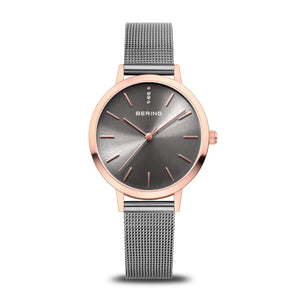 380217 BERING Rose Gold Toned Stainless Steel Watch With Sapphire Crystal & Mesh Strap