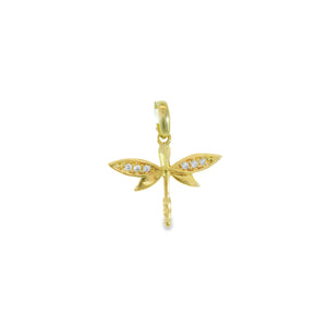 240637 10KT Yellow Gold CZ Dragonfly Charm