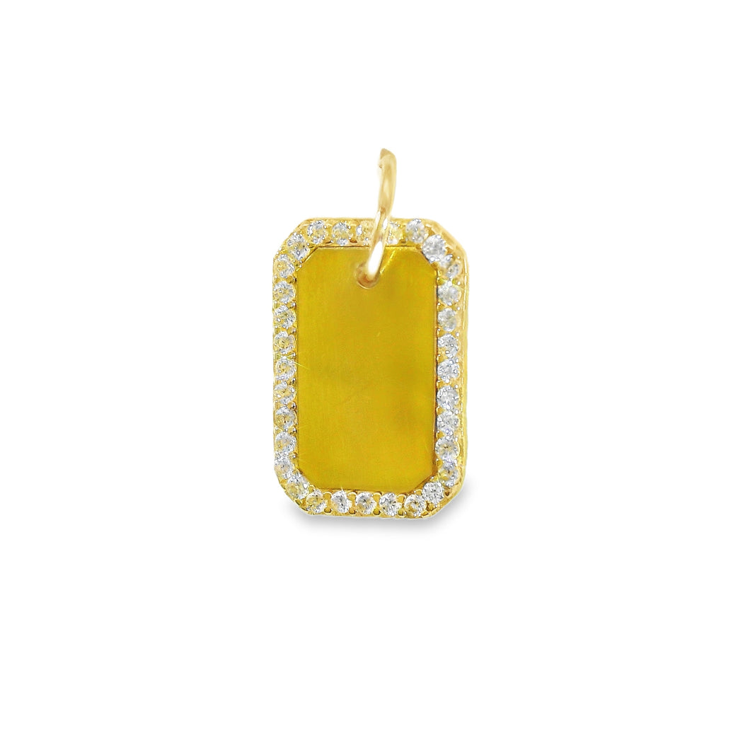240638 10K Yellow Gold Engravable CZ Rectangle Charm