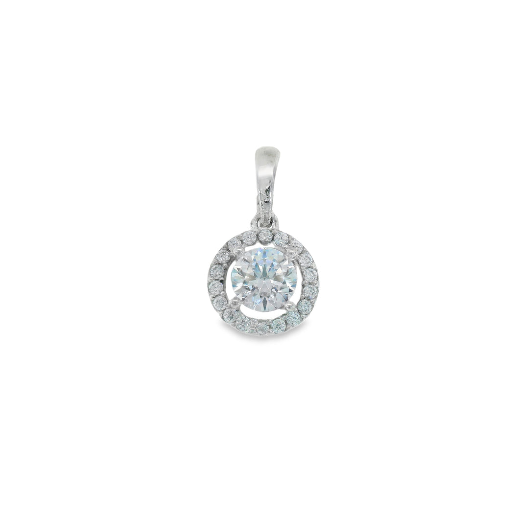 240640 10K White Gold CZ Charm