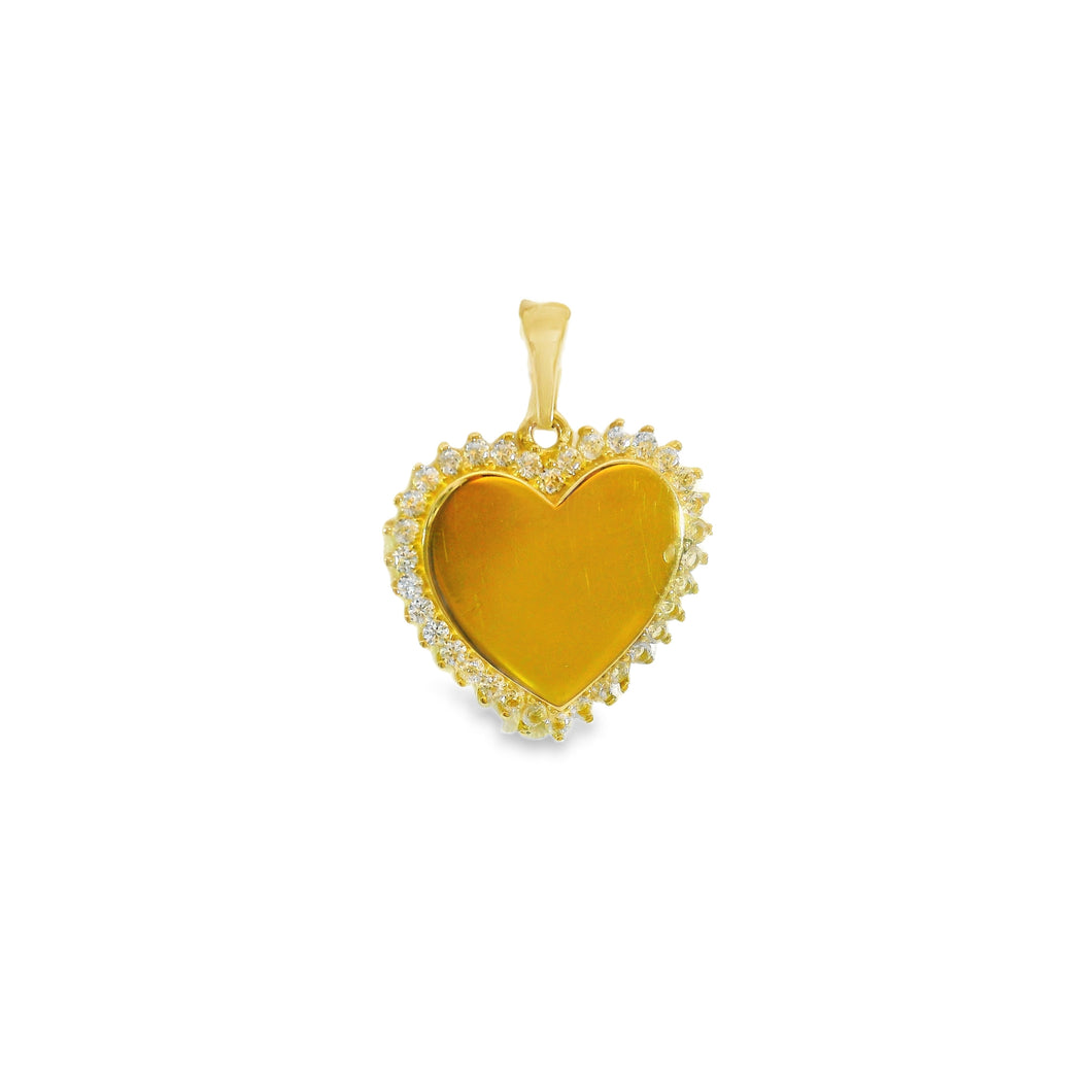 240641 10K Yellow Gold Engravable CZ Heart Charm